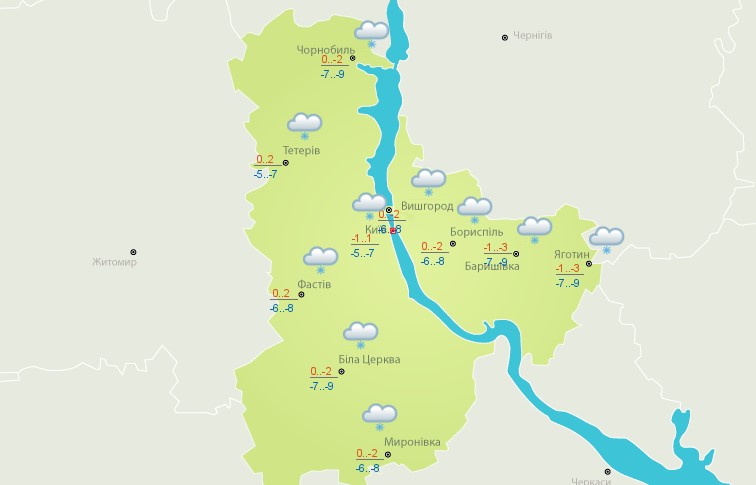 Погода в Киеве 27 января