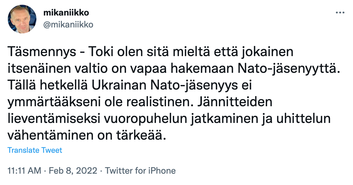 Финн высказался о членстве Украины в НАТО