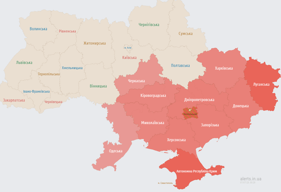 Карта воздушных тревог