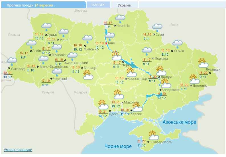 погода 14 вересня