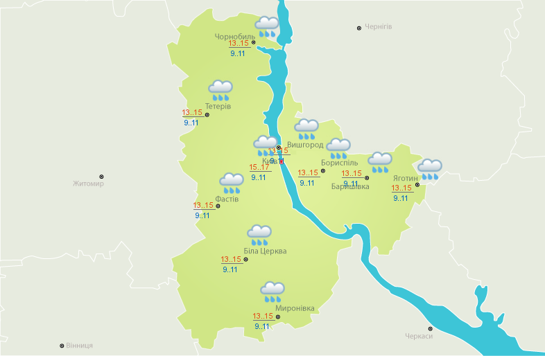 прогноз погоды в Киеве 18 сентября