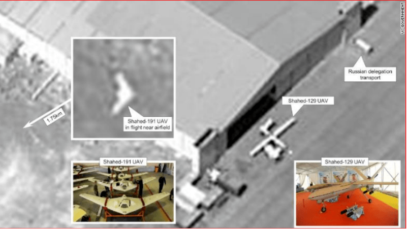 Супутниковий знімок майданчика з БПЛА “Shahed-191” (Шахід-191) та “Shahed-129” (Шахід-129) опублікований CNN