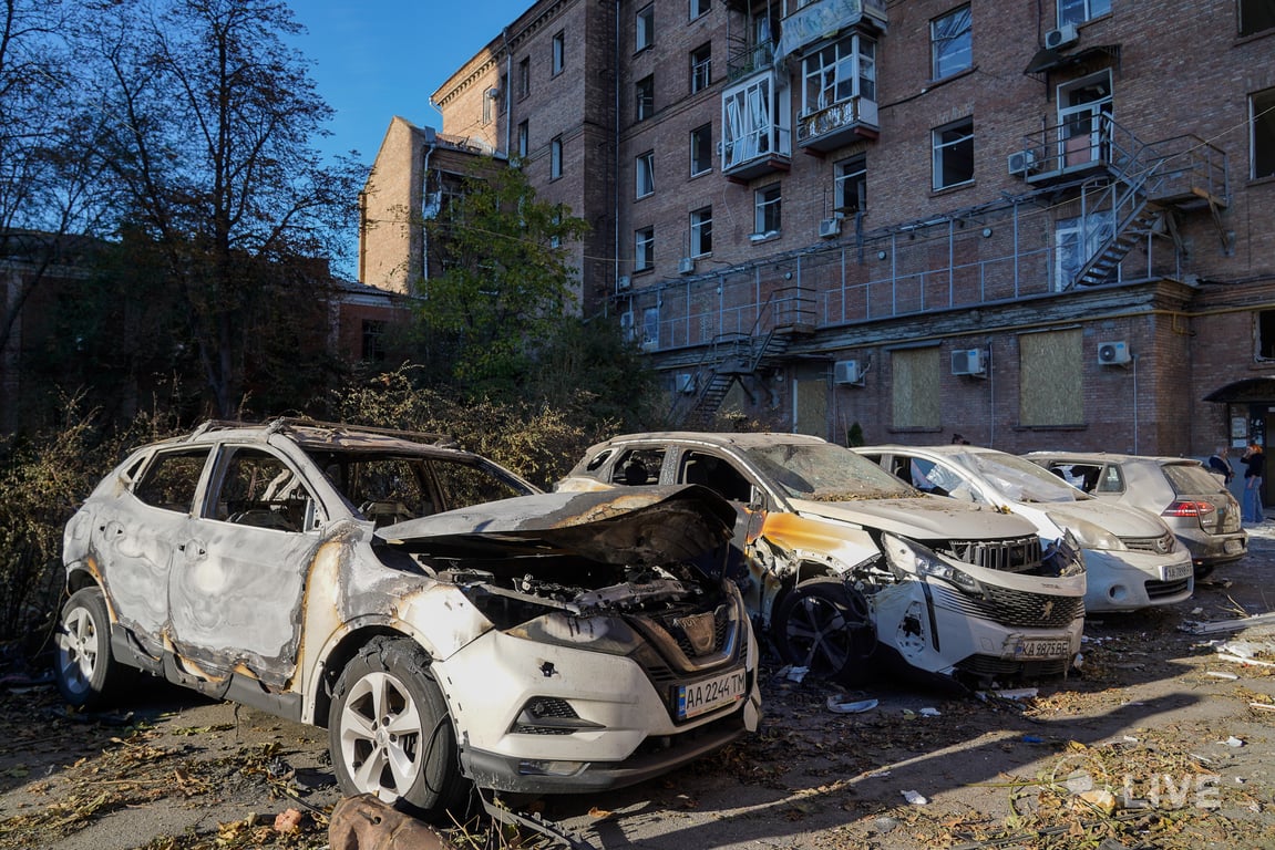 последствия обстрела в Киеве