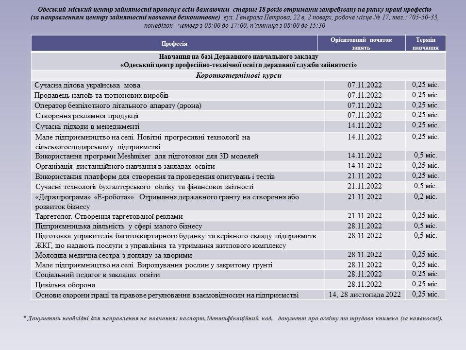 бесплатные курсы в Одессе