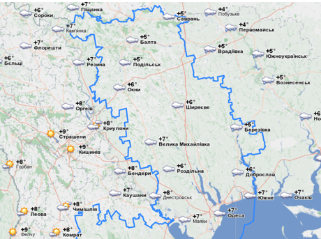 погода в одеській області 18 березня