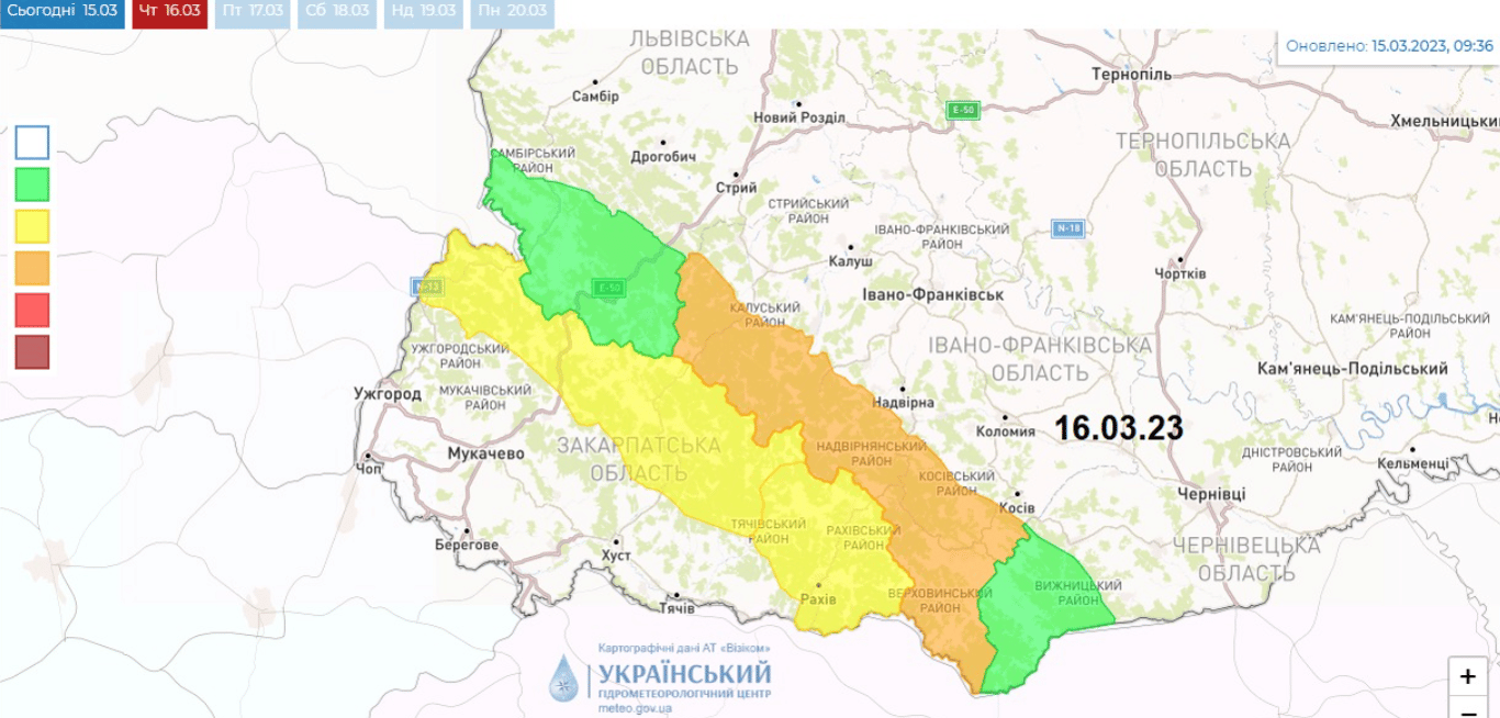 Сніголавинна небезпека 16 березня