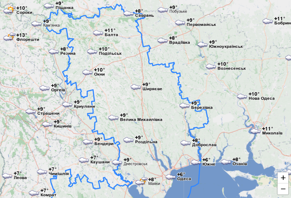 погода в Одеській області 16 березня