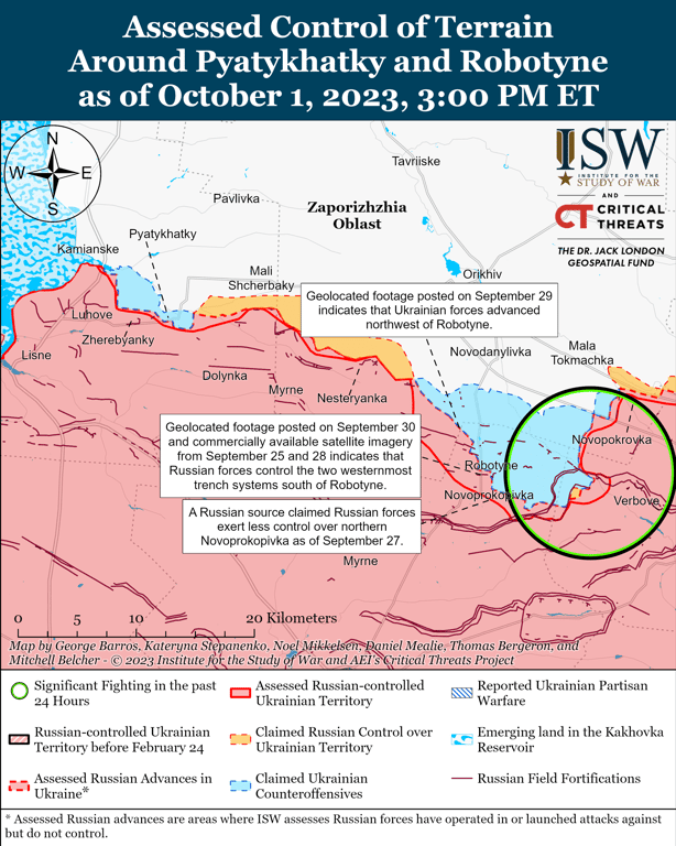 Карта бойових дій на Запорізькому напрямку від ISW