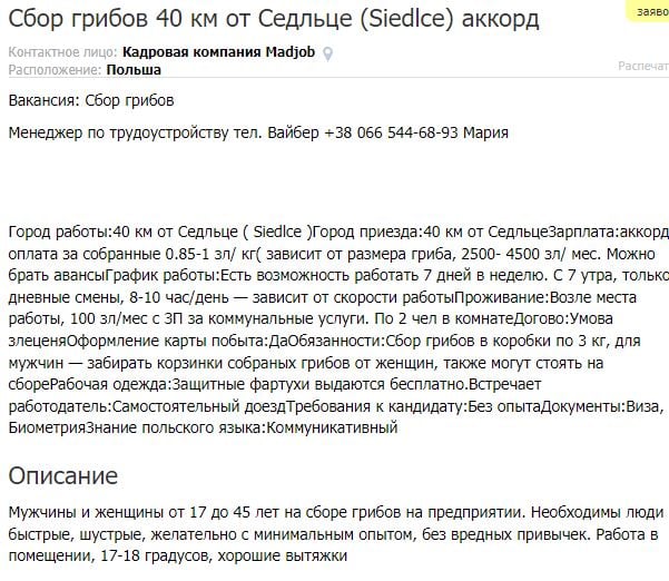 Сезонна робота в Польщі