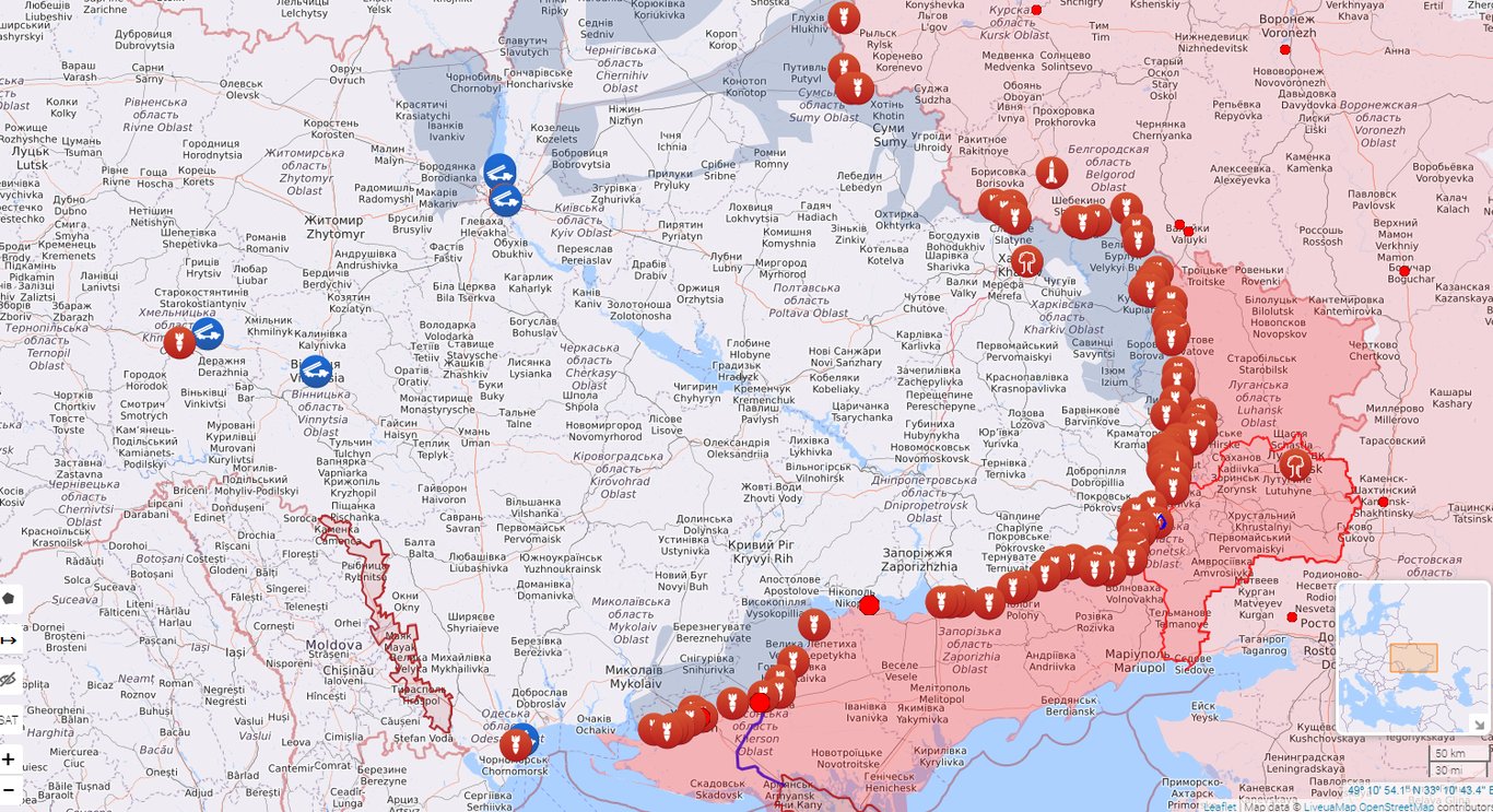 Онлайн-карта боевых действий от Liveuamap