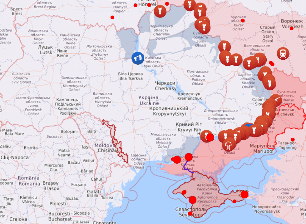 Карта боевых действий в Украине 11 июня. Фото: Livewamap