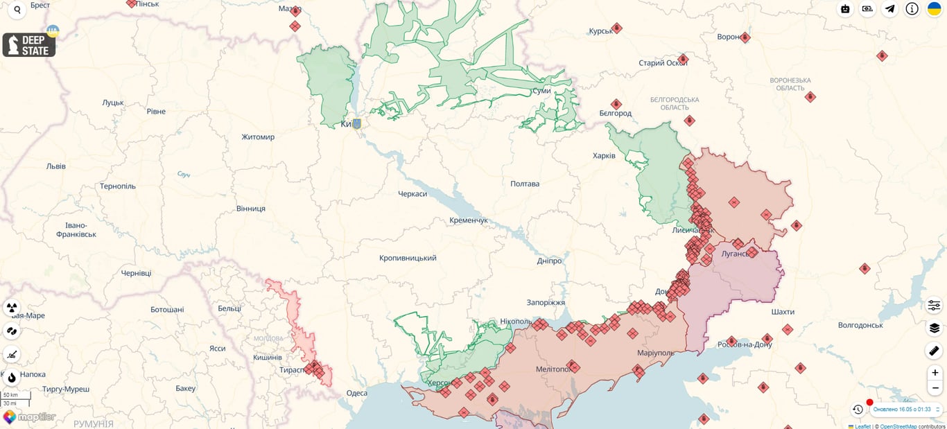 Карта воєнних дій на 16 травня 2023 року