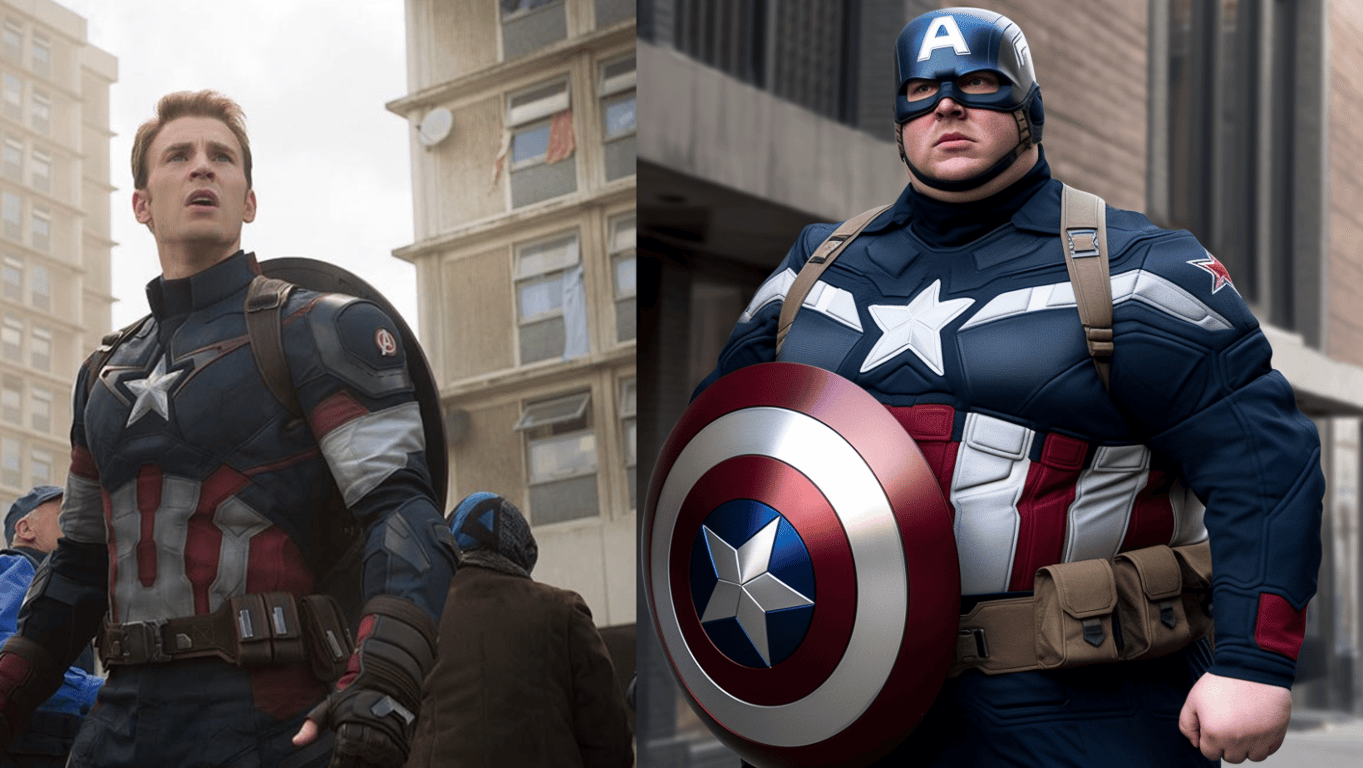 Штучний інтелект уявив Капітана Америка з ожирінням: фото