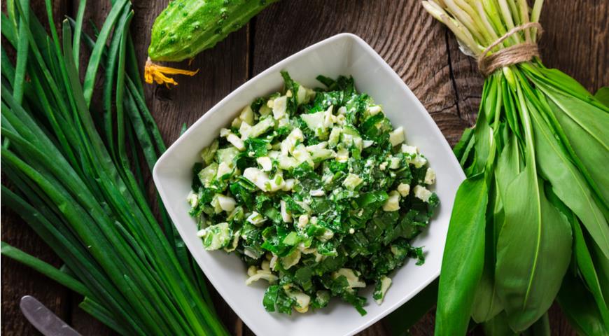 Постный рецепт салата из черемши