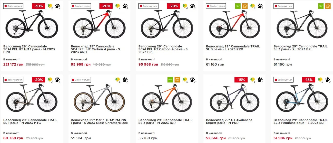 Ціни на гірські велосипеди в Україні