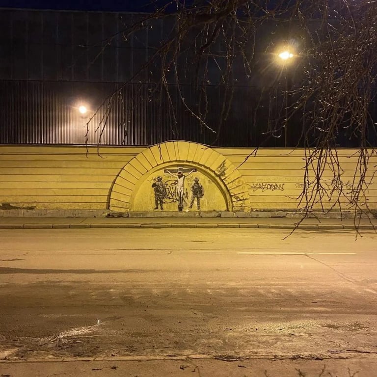 антивоєнний малюнок в Петербурзі