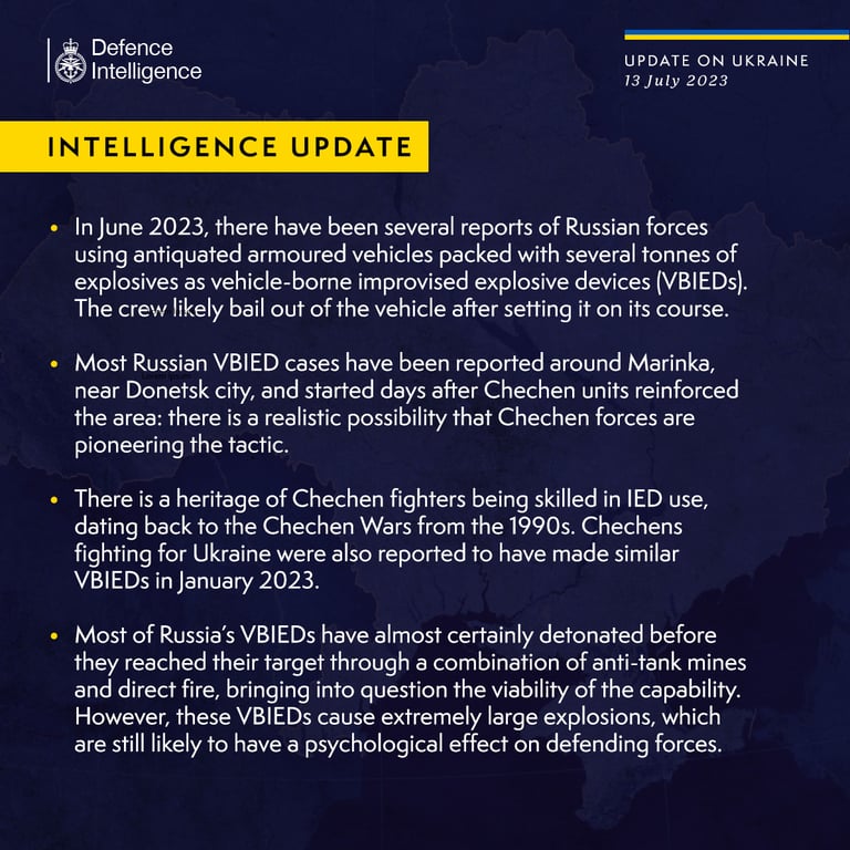 Британская разведка о российских "таранах" со взрывчаткой на фронте