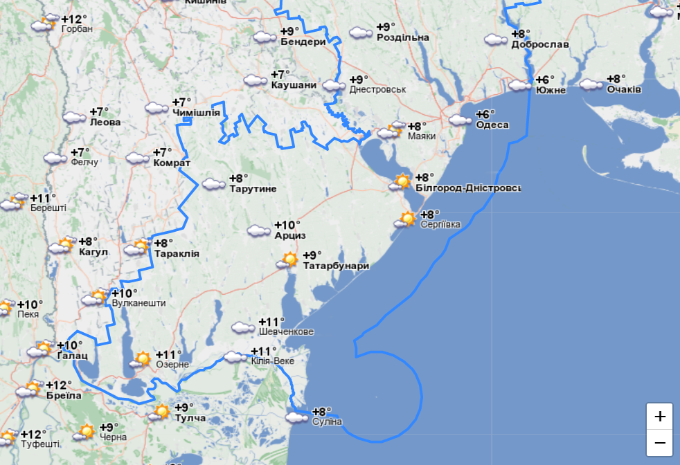 погода в Одеській області 16 березня