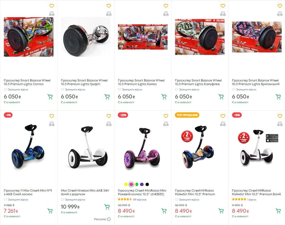 Гіроскутери в Україні