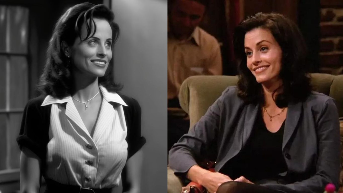 Нейросеть перенесла Монику из сериала Друзья в фильм 40-х годов