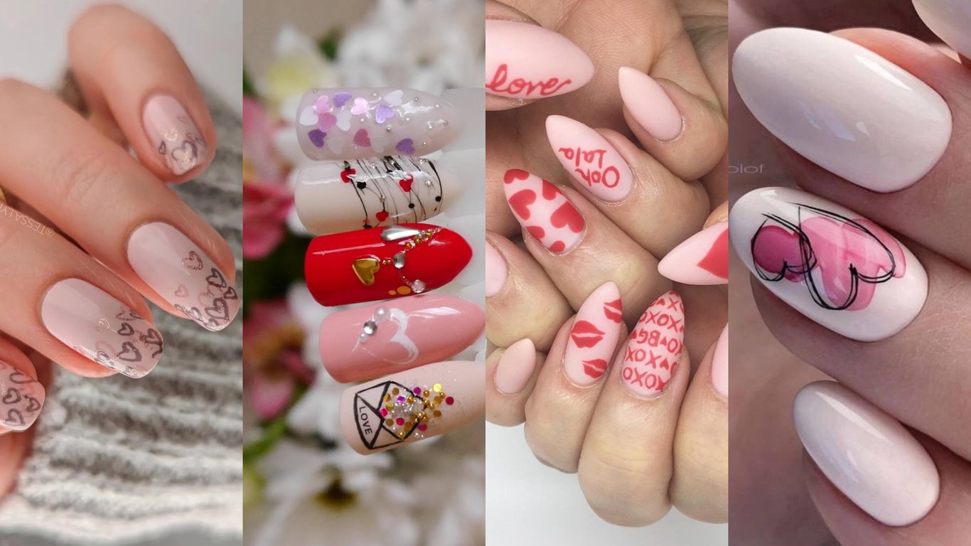 Интересные дизайны маникюра на 14 февраля.