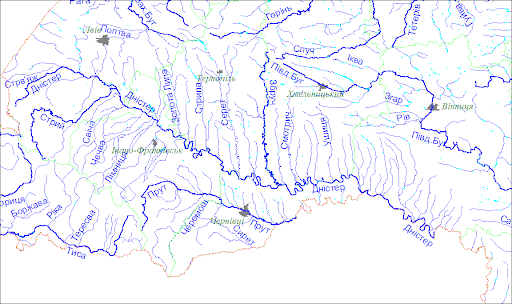 Карта рек Украины