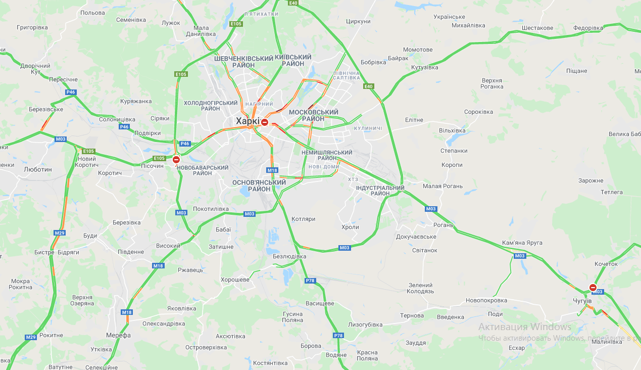 карта заторов в Харькове