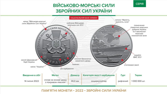 монета НБУ на честь ВМС ЗСУ