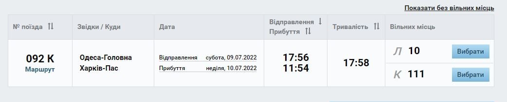 поезд харьков одесса