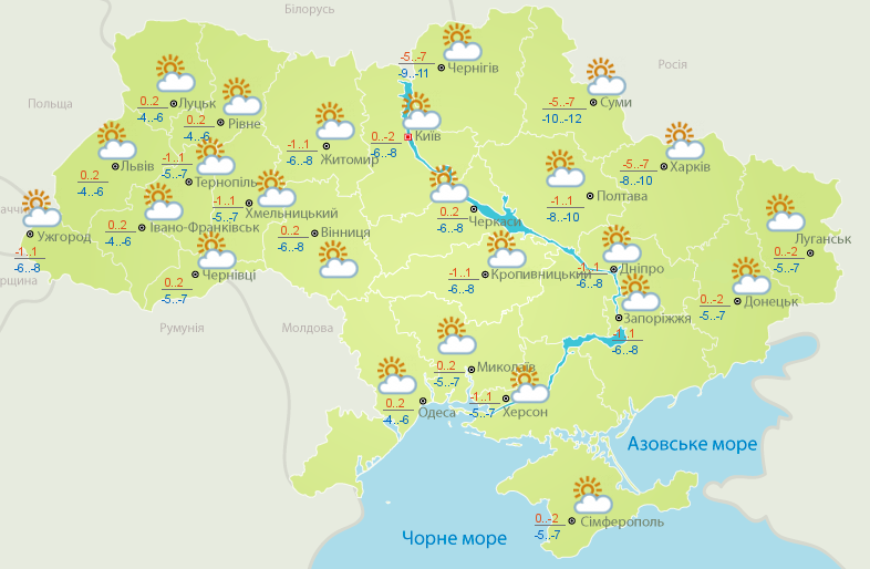 погода Україна 19 січня