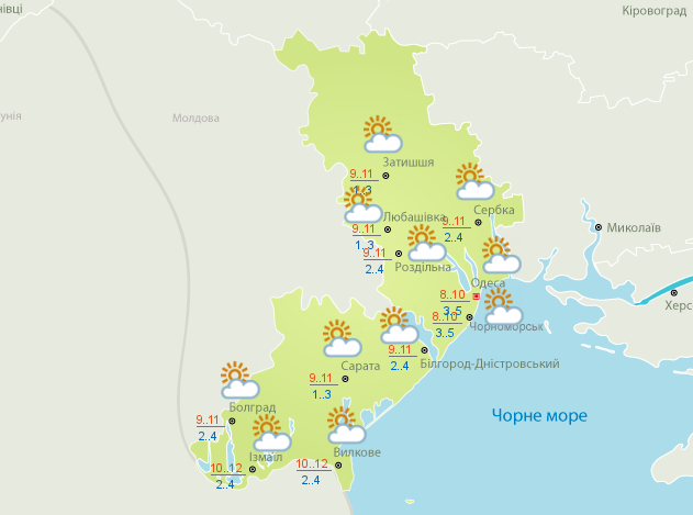 Погода в Одесі на 25 жовтня - прогноз на день
