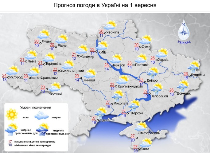 погода в Украине 1 сентября