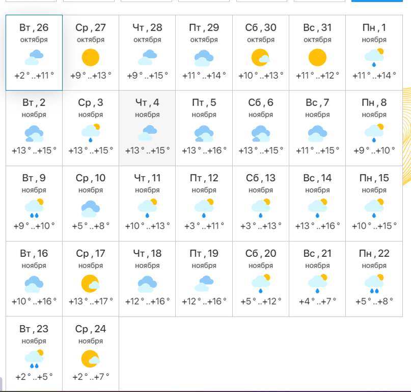 погода одеса листопад