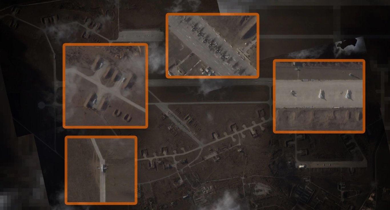 Спутниковые снимки Planet Labs, аэродром Гвардейское, 13 ноября 2022