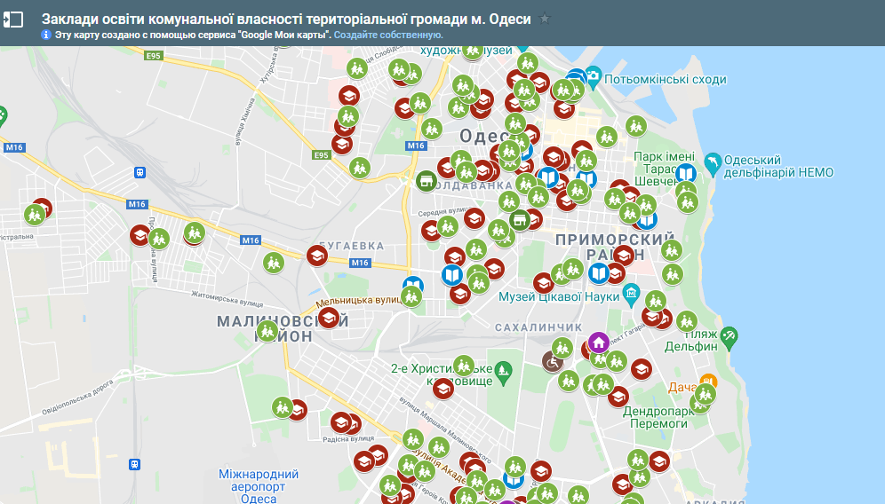 В Одесі створили інтерактивну карту шкіл і дитсадків - для чого
