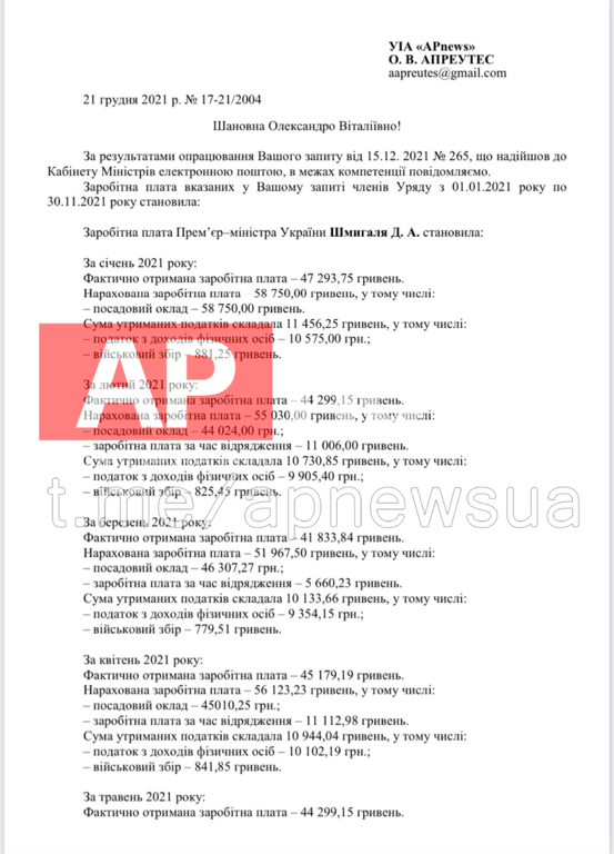 Зарплата прем'єра
