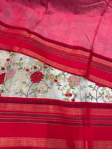 Fusion Tissue Saree with petite point embroidery SM094 - view 1