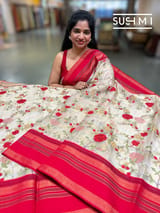 Fusion Tissue Saree with petite point embroidery SM094 - view 2
