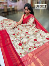 Fusion Tissue Saree with petite point embroidery SM094 - view 3
