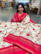 Fusion Tissue Saree with petite point embroidery SM094 - view 4