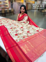 Fusion Tissue Saree with petite point embroidery SM094 - view 5