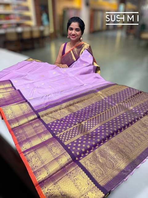 Lilac Vaira Oosi Vintage Kanjeevaram Saree