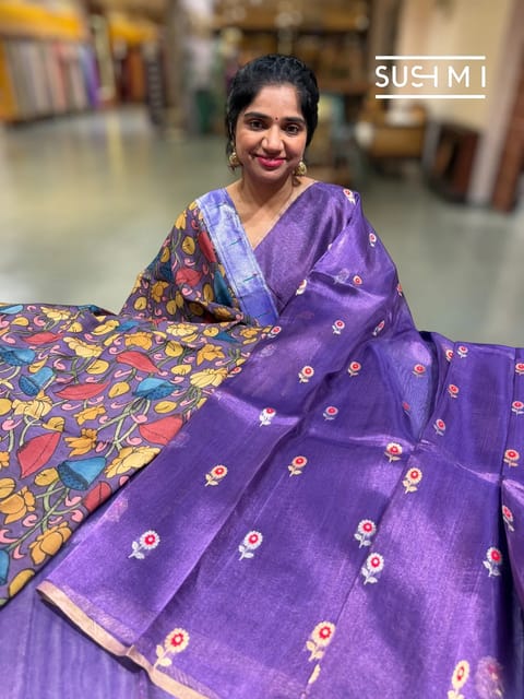 Purple Banarasi Tissue with Fusion Blouse