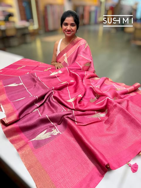 Tussar Rangkaat Saree with Tulip Embroidery