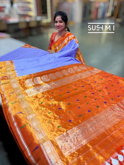 Rani Pink Dhupion Raw Silk Saree with Gharchola Bandhini Blouse