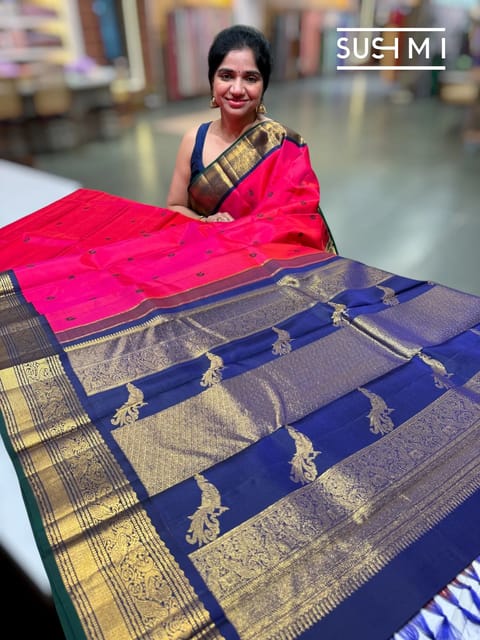 Rani Pink Vintage Korvai Kanjeevaram Saree