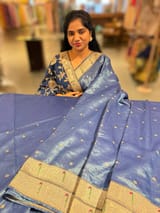 Blue Tissue Saree with pythani inspired muniya borders SS50545