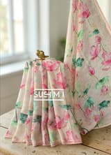 Pure lenin saree with statement Pichwai Print