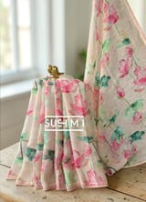 Pure lenin saree with statement Pichwai Print