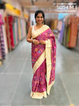 Rose Pink Pure tussar with patola inspired embroidery: S62F191